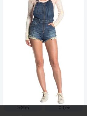 We the Free Denim Zip-Front Women's Shorts Romper - Blue